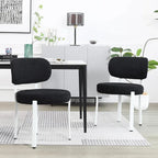 Upholstered Modern Boucle Dining Room Chairs with White Metal Legs