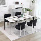 Upholstered Modern Boucle Dining Room Chairs with White Metal Legs
