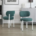 Upholstered Modern Boucle Dining Room Chairs with White Metal Legs