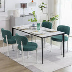 Upholstered Modern Boucle Dining Room Chairs with White Metal Legs