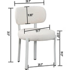 Upholstered Modern Boucle Dining Room Chairs with White Metal Legs