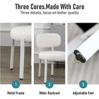 Upholstered Modern Boucle Dining Room Chairs with White Metal Legs