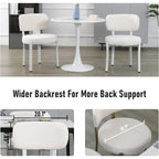 Upholstered Modern Boucle Dining Room Chairs with White Metal Legs