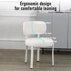 Upholstered Modern Boucle Dining Room Chairs with White Metal Legs