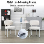 Upholstered Modern Boucle Dining Room Chairs with White Metal Legs