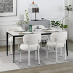 Upholstered Modern Boucle Dining Room Chairs with White Metal Legs