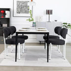 Upholstered Modern Boucle Dining Room Chairs with White Metal Legs