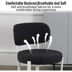 Upholstered Modern Boucle Dining Room Chairs with White Metal Legs