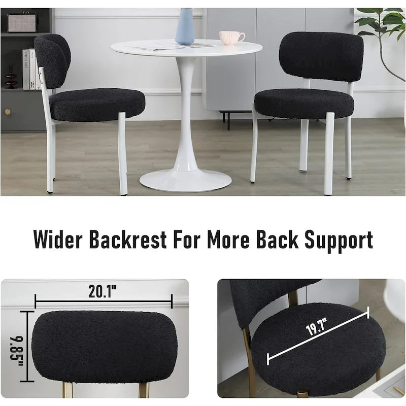 Upholstered Modern Boucle Dining Room Chairs with White Metal Legs