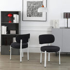 Upholstered Modern Boucle Dining Room Chairs with White Metal Legs