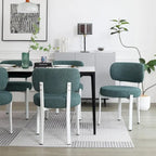 Upholstered Modern Boucle Dining Room Chairs with White Metal Legs