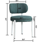 Upholstered Modern Boucle Dining Room Chairs with White Metal Legs