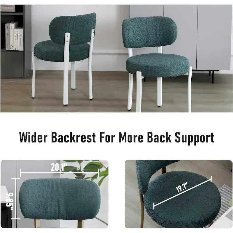 Upholstered Modern Boucle Dining Room Chairs with White Metal Legs
