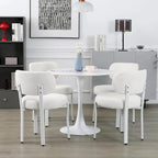Upholstered Modern Boucle Dining Room Chairs with White Metal Legs
