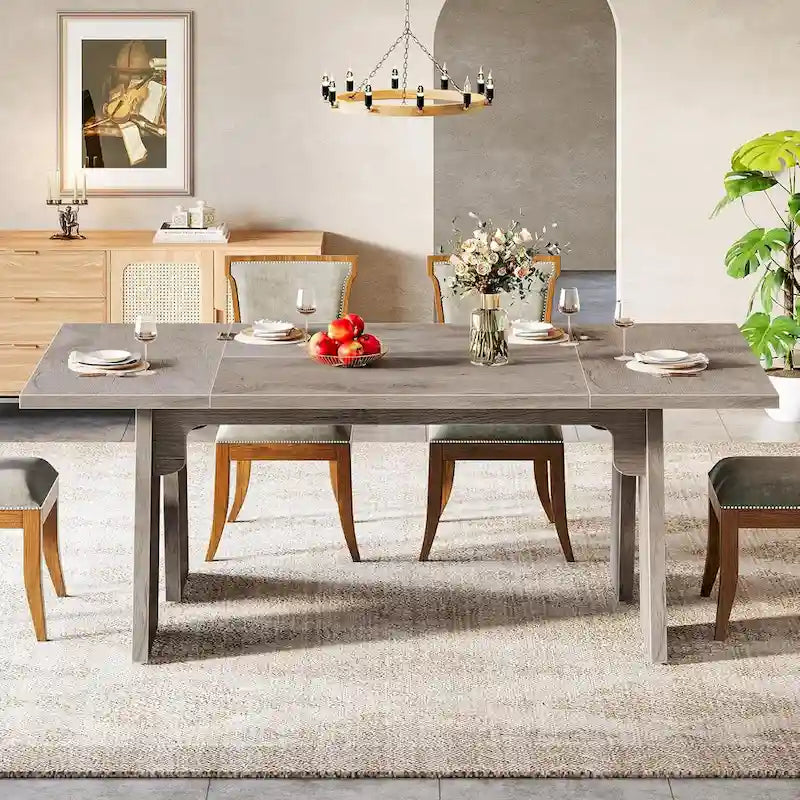 71 Large Farmhouse Dinning Table, Rectangular Dining Table for 6