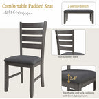 5-piece Farmhouse Dining Set Rectangular Table Chair