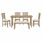 5-piece Farmhouse Dining Set Rectangular Table Chair