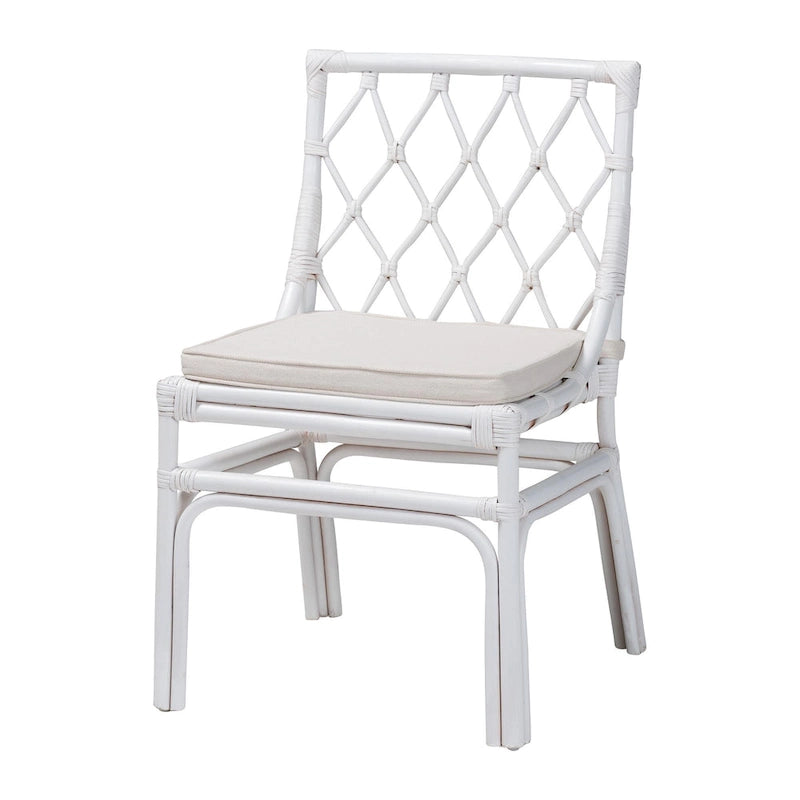 Carwyn Bohemian White Rattan Dining Chair