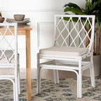 Carwyn Bohemian White Rattan Dining Chair