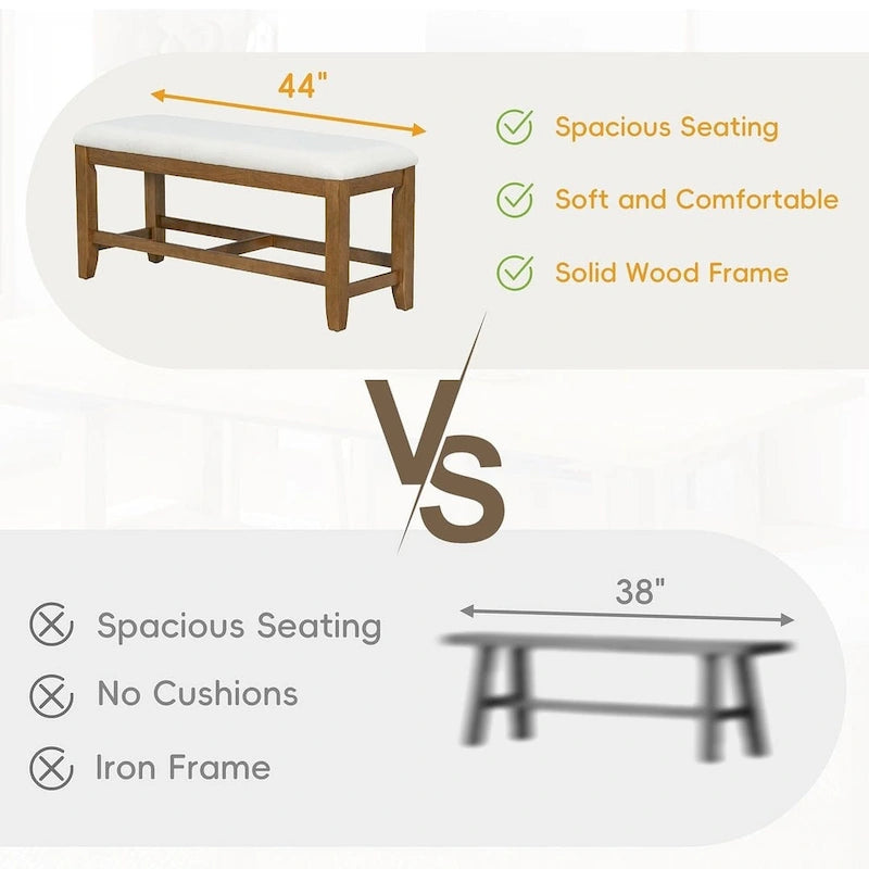 Farmhouse 6 PCS Extending Dining Table Set for 6 with Shelf Base