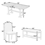 Farmhouse 6 PCS Extending Dining Table Set for 6 with Shelf Base