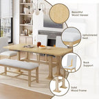 Farmhouse 6 PCS Extending Dining Table Set for 6 with Shelf Base
