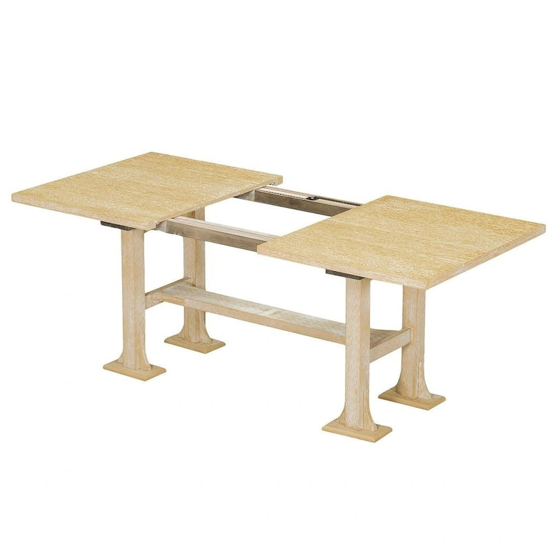 Farmhouse 6 PCS Extending Dining Table Set for 6 with Shelf Base