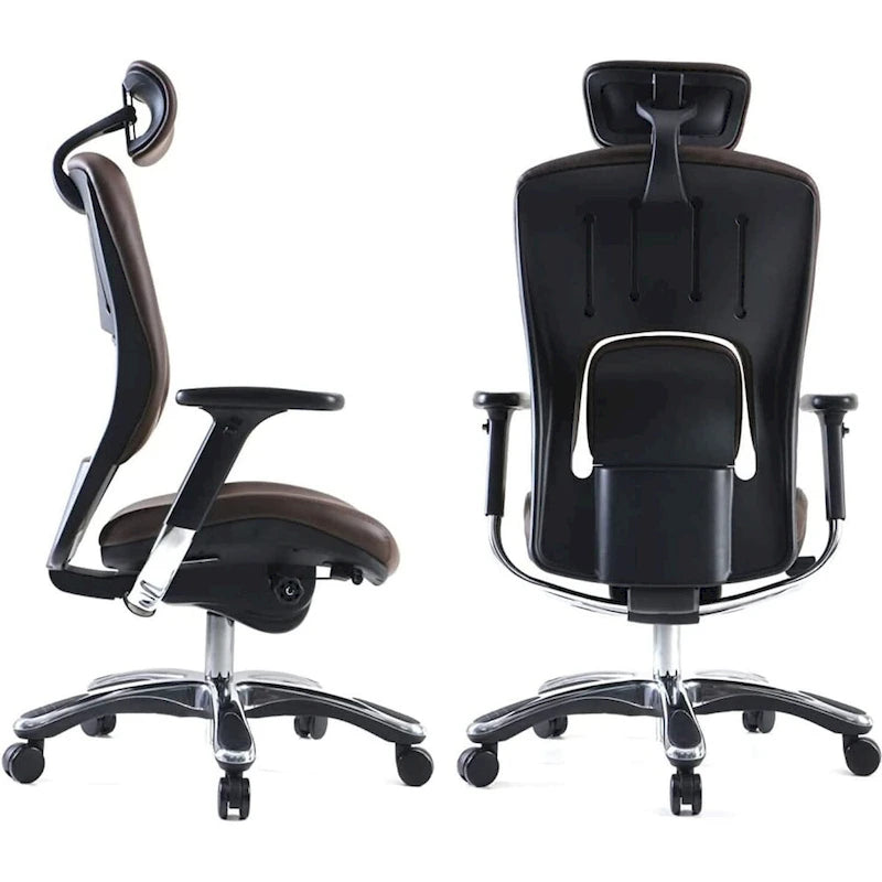 GM Seating Ergolux Genuine Leather Executive Office Chair with Lumbar Support