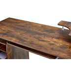 solid wood computer Desk,office table with PC droller,storage shelves and file cabinet,two drawers,CPU tray,a shelf