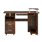 solid wood computer Desk,office table with PC droller,storage shelves and file cabinet,two drawers,CPU tray,a shelf