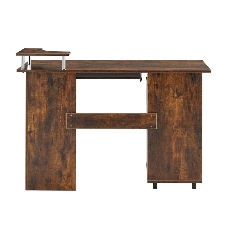 solid wood computer Desk,office table with PC droller,storage shelves and file cabinet,two drawers,CPU tray,a shelf