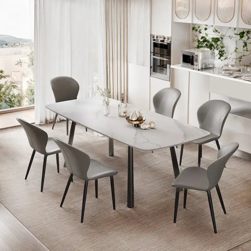 Set of 3/6/9/12 PU Leather Modern Dining Chairs - Comfortable, Easy-to-Clean, Contemporary Design for Kitchen or Dining Room