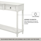 Console Table Sofa Table with Drawers for Entryway with Projecting Drawers and Long Shelf