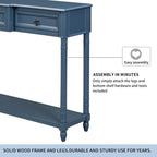 Console Table Sofa Table with Drawers for Entryway with Projecting Drawers and Long Shelf