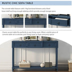 Console Table Sofa Table with Drawers for Entryway with Projecting Drawers and Long Shelf