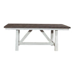 Farmhouse White and Wood Tone 5 Piece Trestle Table Set