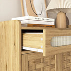 Coffee Bar Cabinet, Modern Farmhouse Buffet Sideboard with Drawer and Adjustable Shelf, Barn Door Storage Cabinet for Kitchen