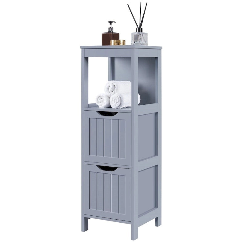 Yaheetech 3 Tiers Floor Bath Cabinet, 2 Hideaway Drawers 1 Shelf