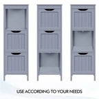 Yaheetech 3 Tiers Floor Bath Cabinet, 2 Hideaway Drawers 1 Shelf