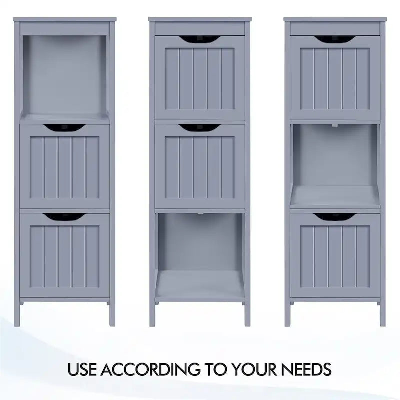 Yaheetech 3 Tiers Floor Bath Cabinet, 2 Hideaway Drawers 1 Shelf