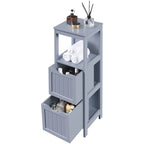 Yaheetech 3 Tiers Floor Bath Cabinet, 2 Hideaway Drawers 1 Shelf
