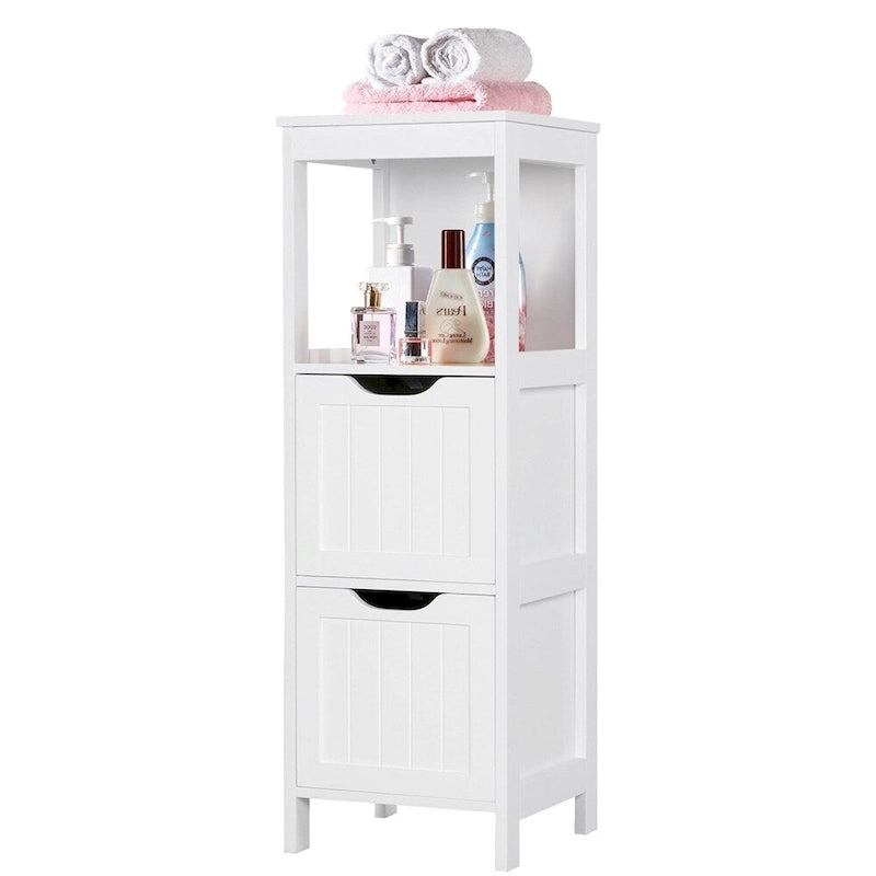 Yaheetech 3 Tiers Floor Bath Cabinet, 2 Hideaway Drawers 1 Shelf