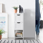 Yaheetech 3 Tiers Floor Bath Cabinet, 2 Hideaway Drawers 1 Shelf