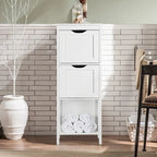 Yaheetech 3 Tiers Floor Bath Cabinet, 2 Hideaway Drawers 1 Shelf