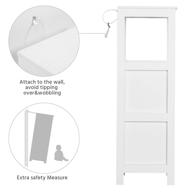 Yaheetech 3 Tiers Floor Bath Cabinet, 2 Hideaway Drawers 1 Shelf