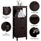 Yaheetech 3 Tiers Floor Bath Cabinet, 2 Hideaway Drawers 1 Shelf