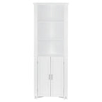 Somerset Tall Corner Bathroom Cabinet Storage Organizer with Doors and an Adjustable Shelf - White