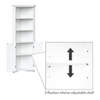 Somerset Tall Corner Bathroom Cabinet Storage Organizer with Doors and an Adjustable Shelf - White