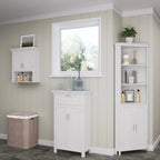 Somerset Tall Corner Bathroom Cabinet Storage Organizer with Doors and an Adjustable Shelf - White