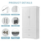 Tall Bathroom Storage Cabinet with Two Doors and Drawers